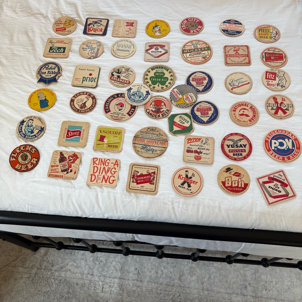 Vintage Beer coaster 1930’s - 60s brewery cardboard collection lot of 45
